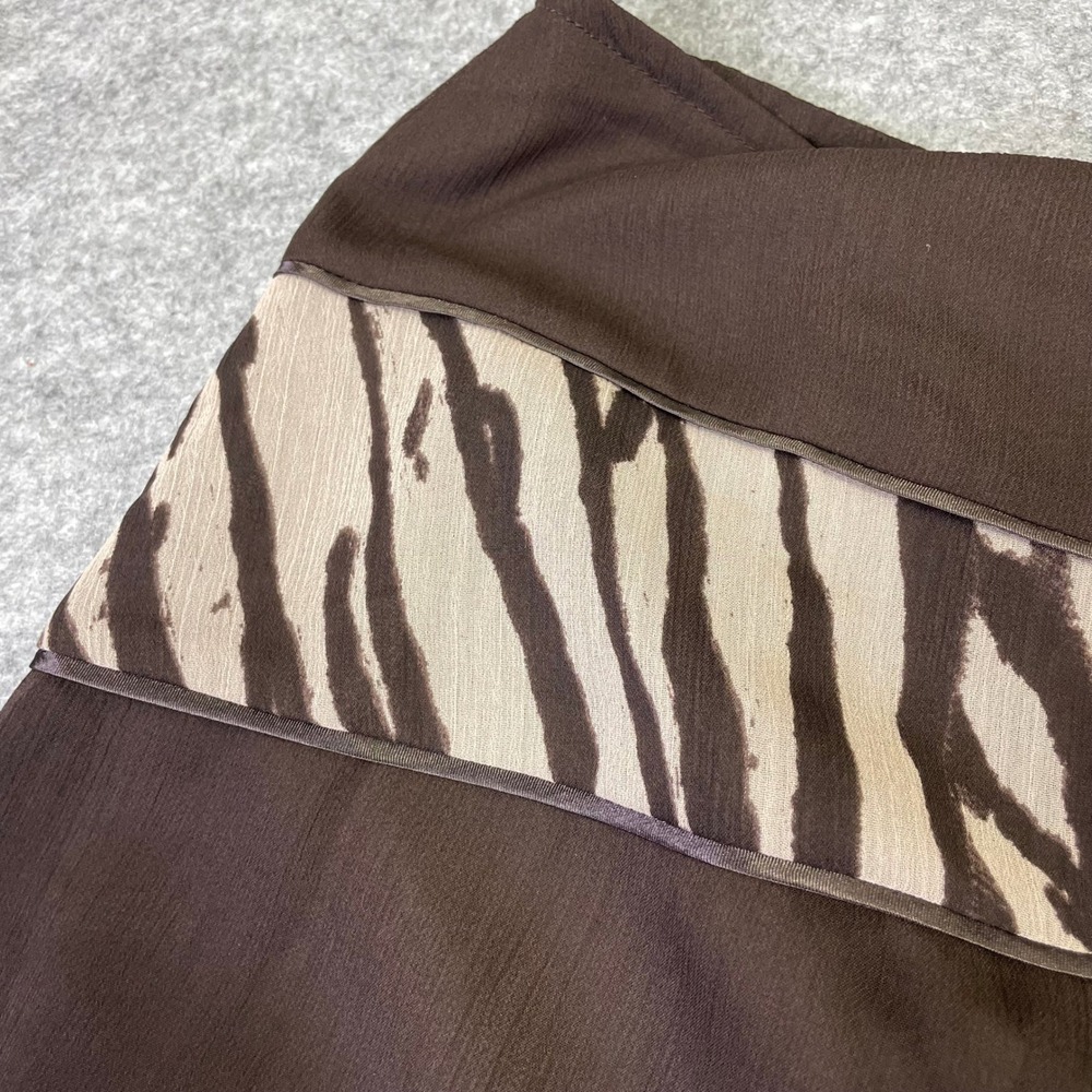 Coldwater Creek Brown Floral Zebra Print Chiffon Maxi Skirt XXL Gypsy Fairy - Picture 5 of 13